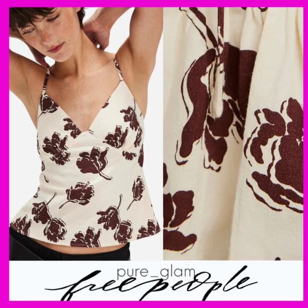 Free People floral top linen blend